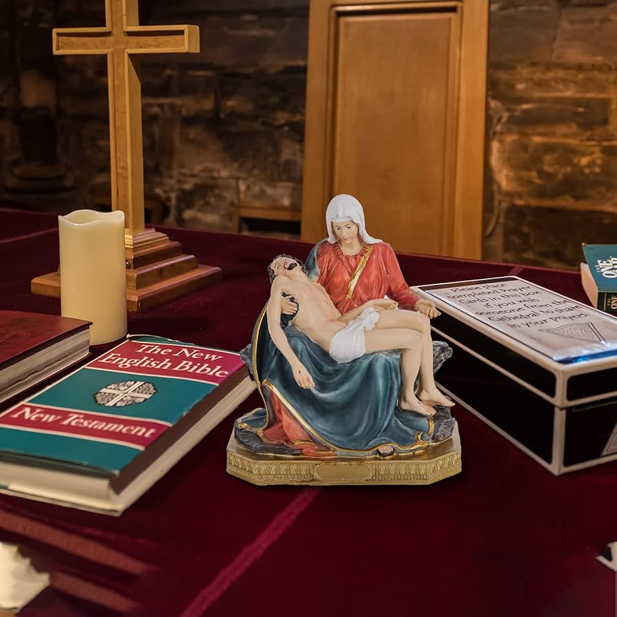 Amazon.co.jp: 高さ8.6インチ フルカラー La Pieta 像 樹脂製宗教像と