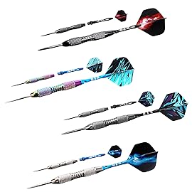 WINSDART Darts Metal Tip Set Professional Metal Darts for Dartboard Steel Tip Darts with Nonslip Iron Barrel Aluminum Dart Shafts,Extra Flights,Dart Sharpener,Gift Box