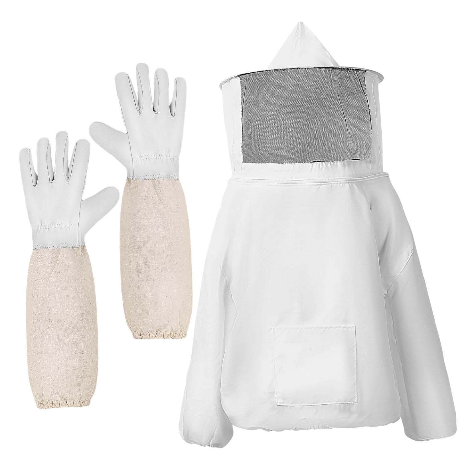 Yardwe1 Set Beekeeping Suit Jacket Overalls Beekeeping Gloves Bee Keeping Kit Beekeeper Gloves Beekeeper Work Clothes Beekeeping Protective Clothes Hat Aldult Polyester