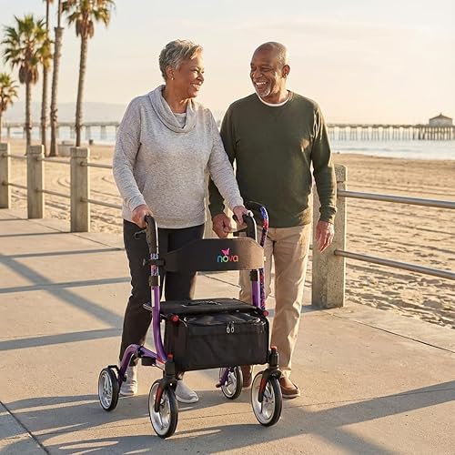 Miniatura 6 de NOVA Medical Products Express - Andador con ruedas grandes de 10 y 8 pulgadas, compacto plegable y de pie, fácil de plegar, levantar y transportar,