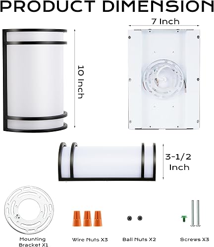 Miniatura 8 de CLOUDY BAY Aplique de pared LED de 3 colores, iluminación de pared, 3000 K4000 K5000 K, lámpara de pared ajustable de temperatura de color, 15 W,