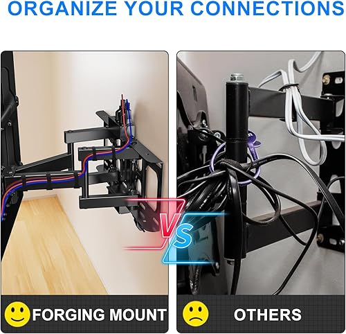 Miniatura 7 de FORGING MOUNT Soporte de pared para TV de movimiento completo para la mayoría de 42 a 85 pulgadas con toma de corriente, soporte de TV con
