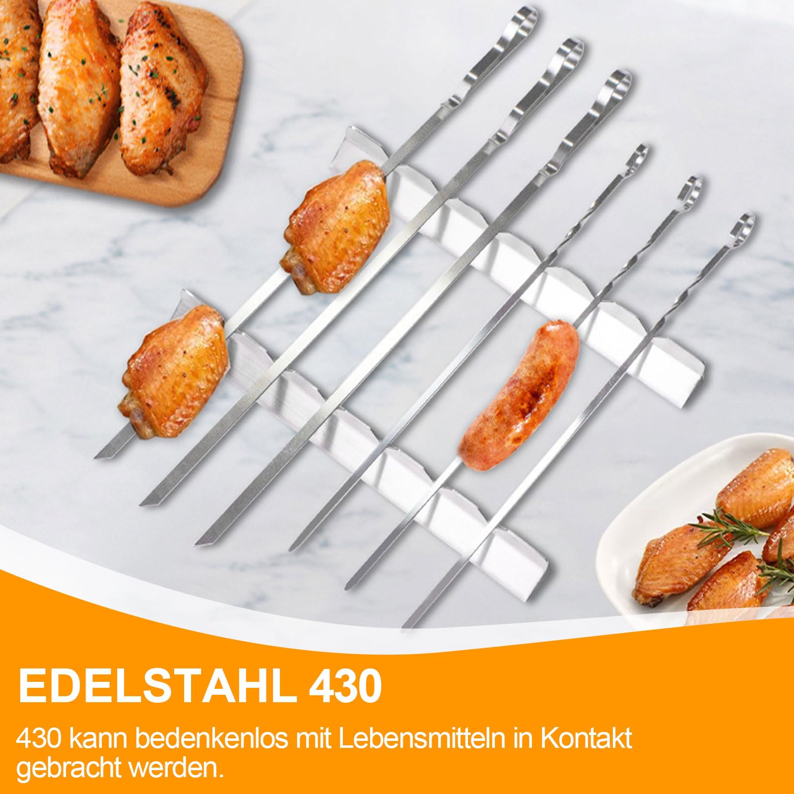 Supports Brochettes Barbecue Inox - Lot De 4 Avec 6 Encoches