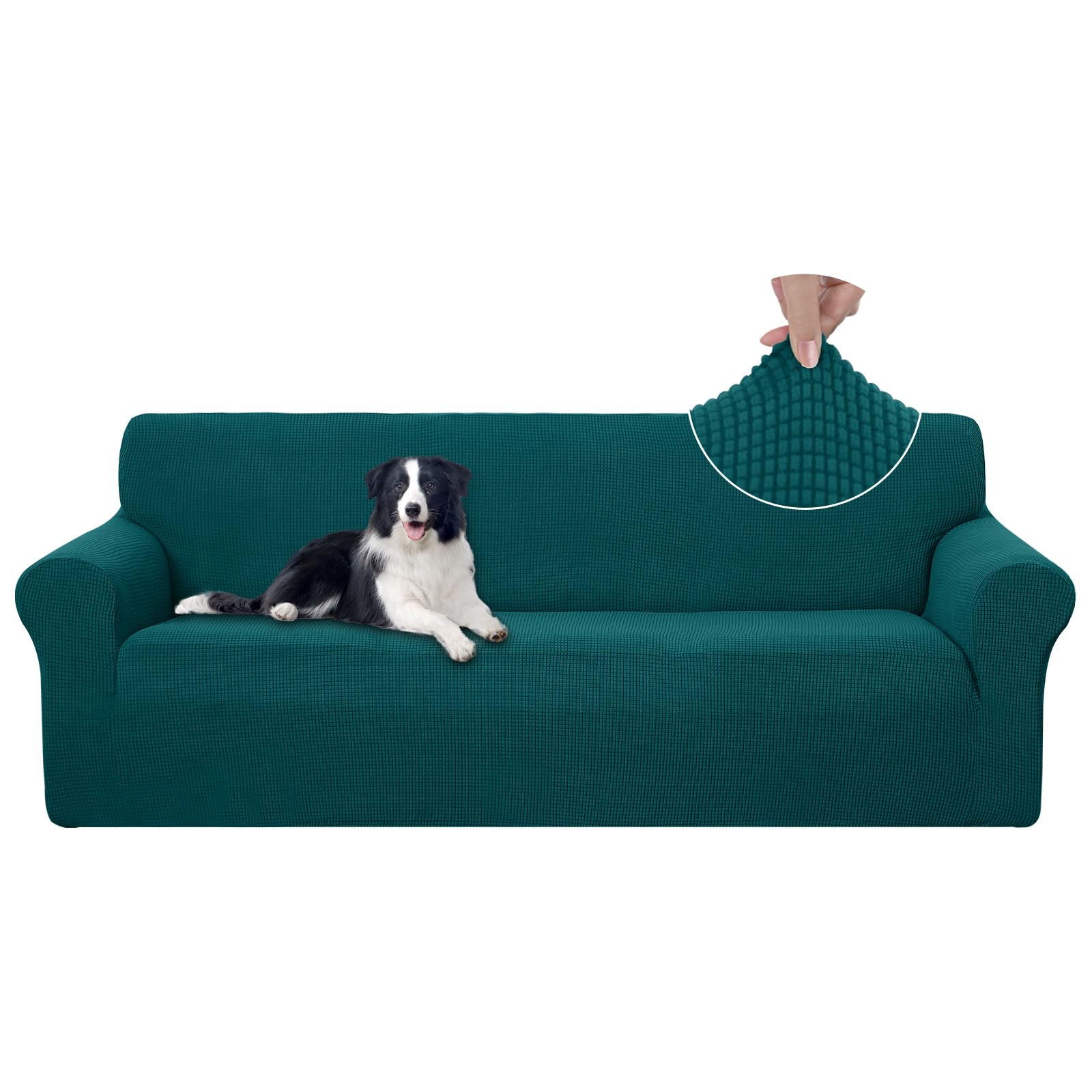 U-NICE HOME 4 Seater Stretch Couch Cover Sofa Cover Washable Sofa Slipcover Furniture Protector for 3 Cushion Couch Sofa Pet Friendly, Blue