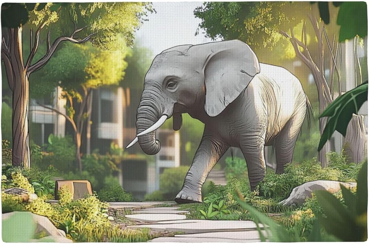 The Elephant in Utopia Placemats, Heat Resistant Place Mats, Imitation Linen Place Mat Table Mats 17.7x11.8 Inch