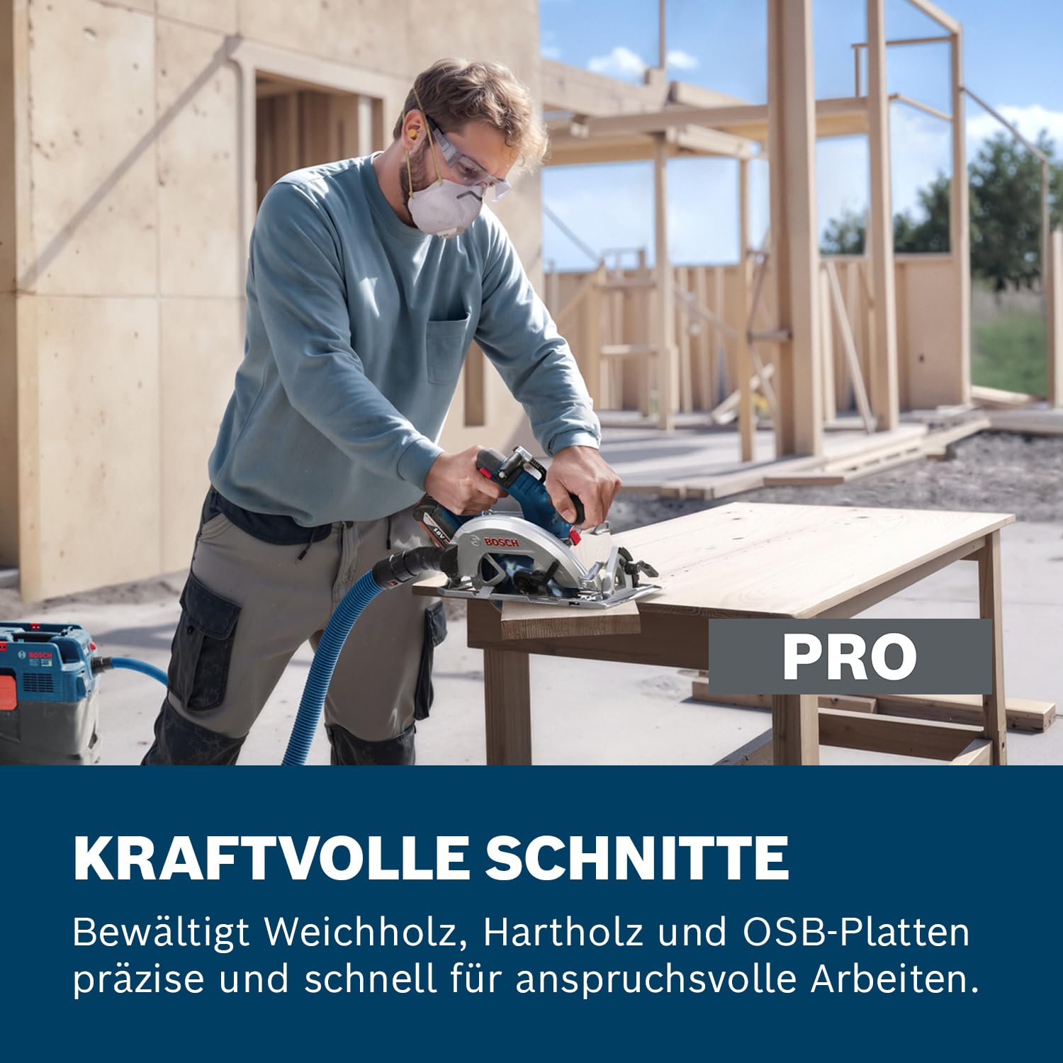 Bosch PRO 18V System Akku-Kreissäge GKS18V-68-2 (inkl. Gehrungsanschlag, Sägeblatt, L-BOXX 238)