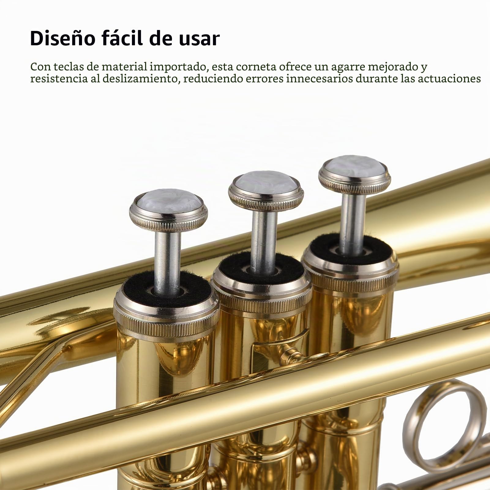 Btuty Bb Cornet, Corneta Profesional de Latón Importado con Boquilla/Estuche de Transporte Protector Ligero/Guantes/Cepillos de Paño, Trompeta para Principiantes, Campana de 4.75" / 12 cm, Oro/Plata