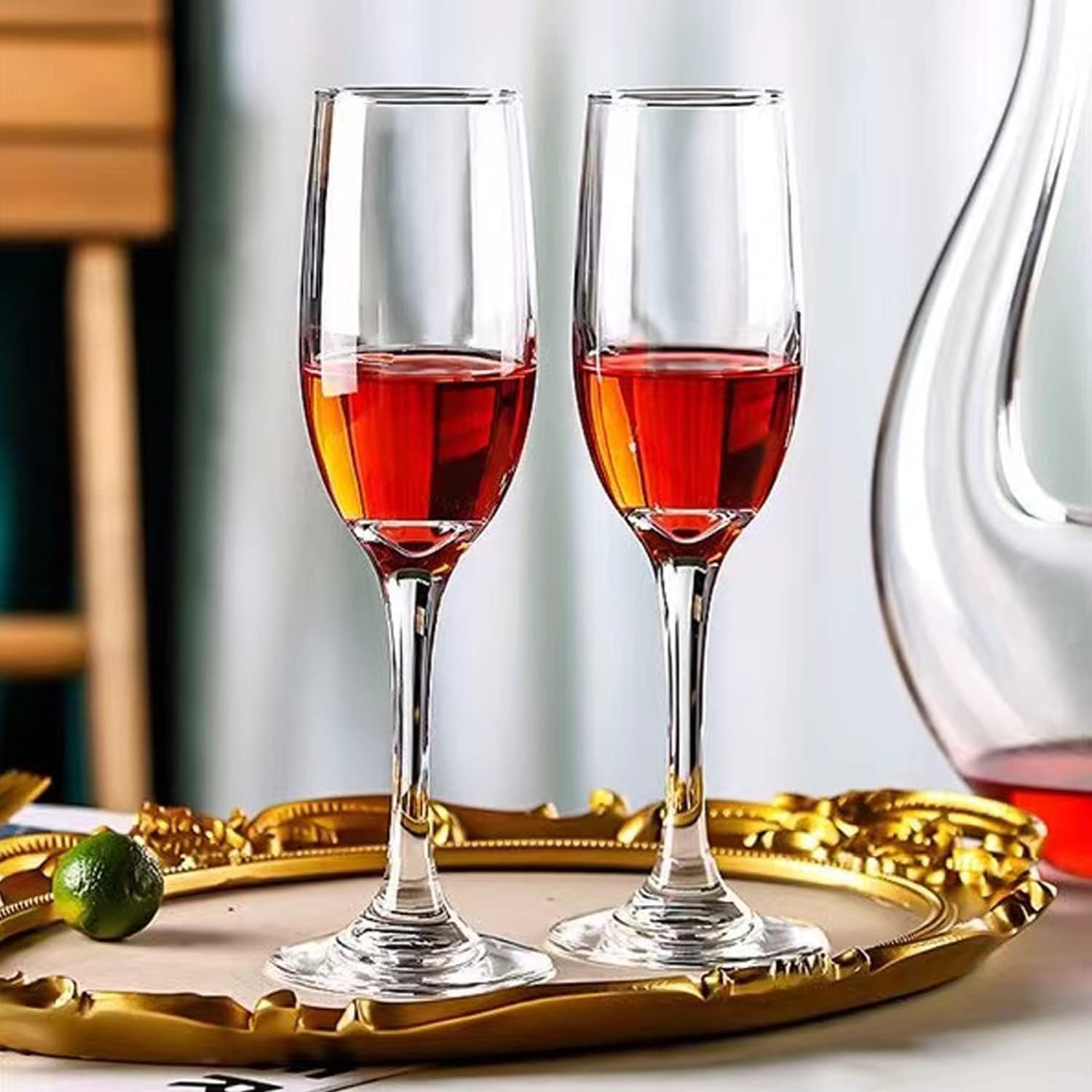 BINZO Champagne Glasses, Classy Stem Champagne Flutes, Set of 2, 200 ml, Sparkling Wine Glass for Birthday,Parties,Wedding (Classy Champagne 2 Pc) 3