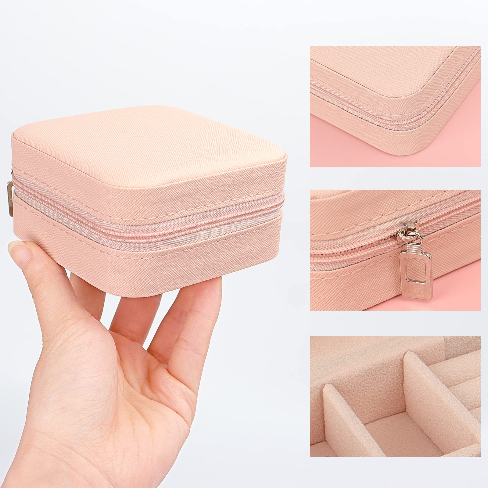 Mini Custodia Da Viaggio Portagioie In Pelle – Organizzatore Portatile Per Anelli, Orecchini, Collane E Bracciali – 10x10x5cm - 3