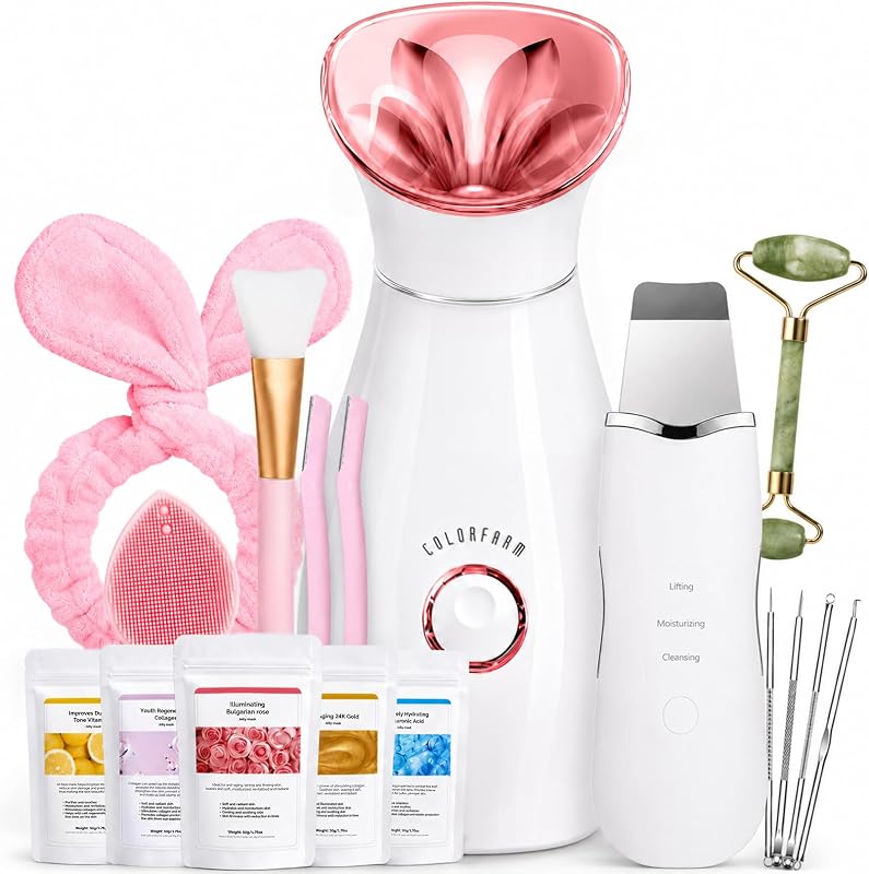 Vaporizador facial colorfarm com kit de cuidados e 17 acessórios, modelo MK-FS60