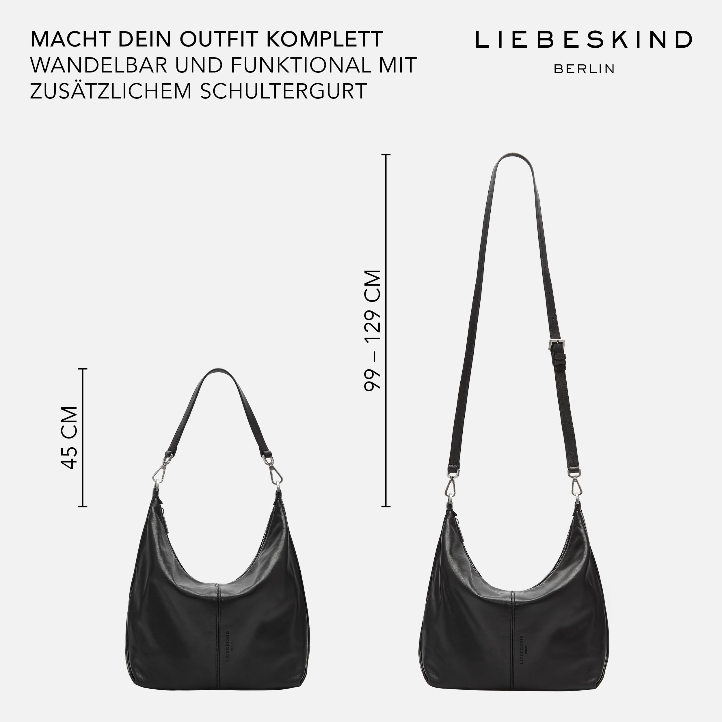 Liebeskind Berlin Hobo M PARIS SMALL PEBBLE black, czarny