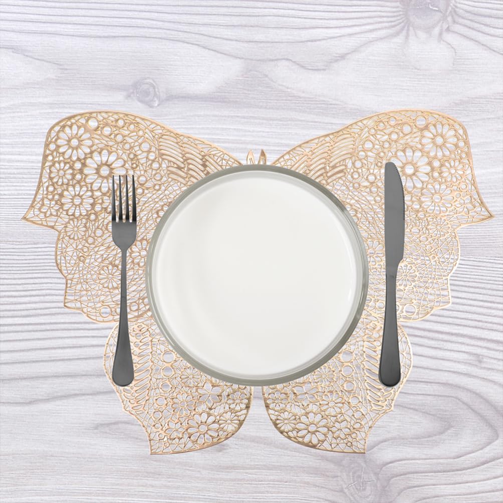 Posavasos Decorativos de PVC Dorado Mariposas Caladas 6 Piezas