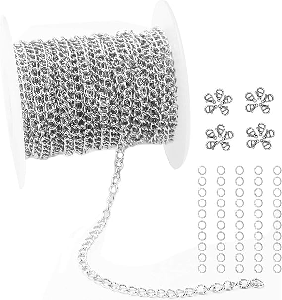 Tiparts 33FT Silver Cable Chains Stainless Steel Extender