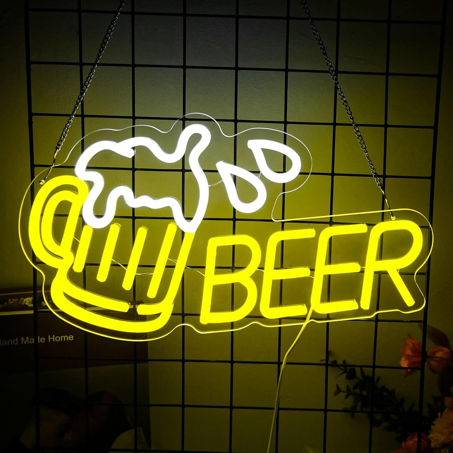 Beer Neon Sign Dimmable Bar Neon Light Sign for Wall Decor Led Neon Beer Sign for Man Cave Home Bar Store Cafe Pub Club Shop Beer Bistro Party Hotel Decor Gifts