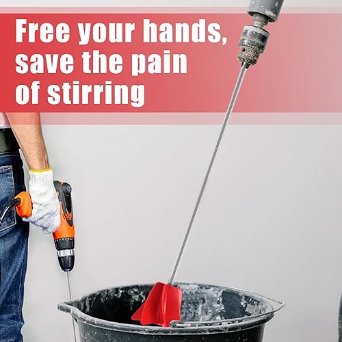 Miniatura 7 de Agitador de pintura de 11 pulgadas para taladro, accesorio mezclador de taladro, mezclador de epoxi, mezclador de pintura para taladro, mezclador de