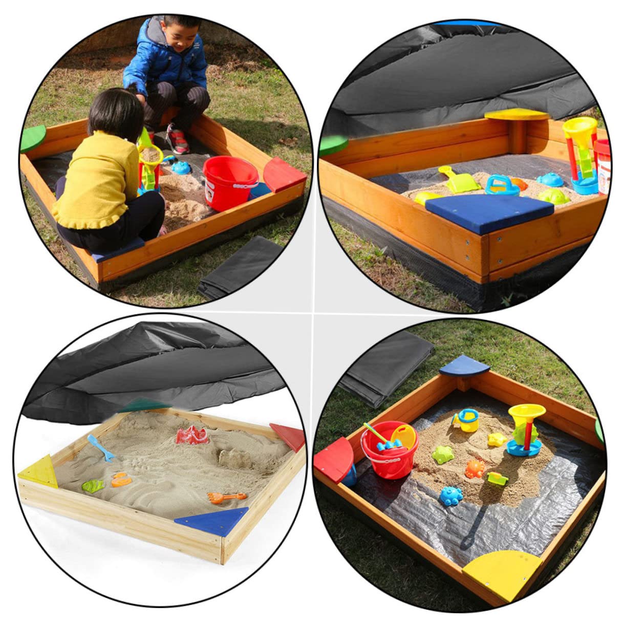 KICHOUSE Cover Bath Cover Pit Net Excavator Sand Float Fine Ground Tank Waterproof Liquid Canopy Paddling Inflatable 10x10 Garden Blow Little Oxford Cloth Black