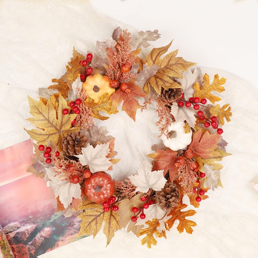 Couronne de porte d'automne de 50 cm pour réchauffer votre déco extérieure