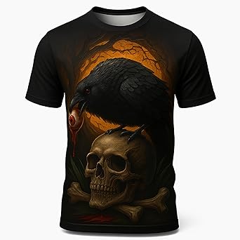 Blissboy Funny Skull Graphic T-Shirt Novelty Short Sleeve Crewneck Shirt