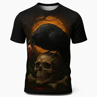 Blissboy Funny Skull Graphic T-Shirt Novelty Short Sleeve Crewneck Shirt