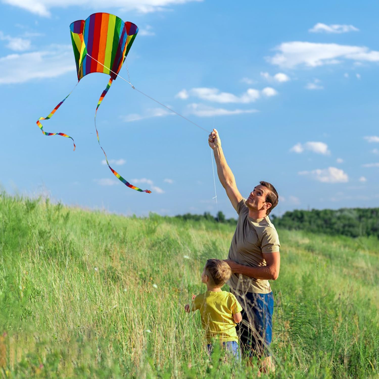 Easy Flyer Kite with Long Tail and String Line