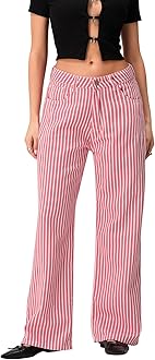 Y2k Striped Bell Bottom Jeans Women High Waisted Boyfriend Denim Pants Baggy Wide Leg Stretchy Bootcut Flare Jeans