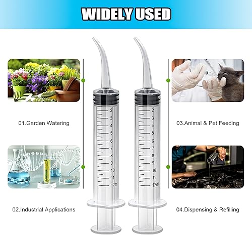 Miniatura 6 de Paquete de 20 jeringas dentales de plástico de 0.4 fl oz con medición y tubo suave, jeringas desechables de capacidad selladas individualmente para