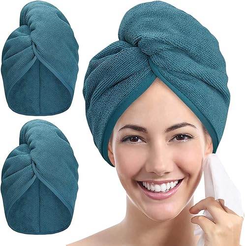 Miniatura 6 de Toalla de microfibra ultraafelpada para mujer de 10x 26pulgadas color morado turbante ultraabsorbente para secar el pelo rizado largo y grueso