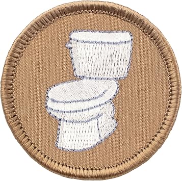 Toilet Patrol Patch - 2"" Diameter Round Embroidered Patch Hook & Loop Fastener