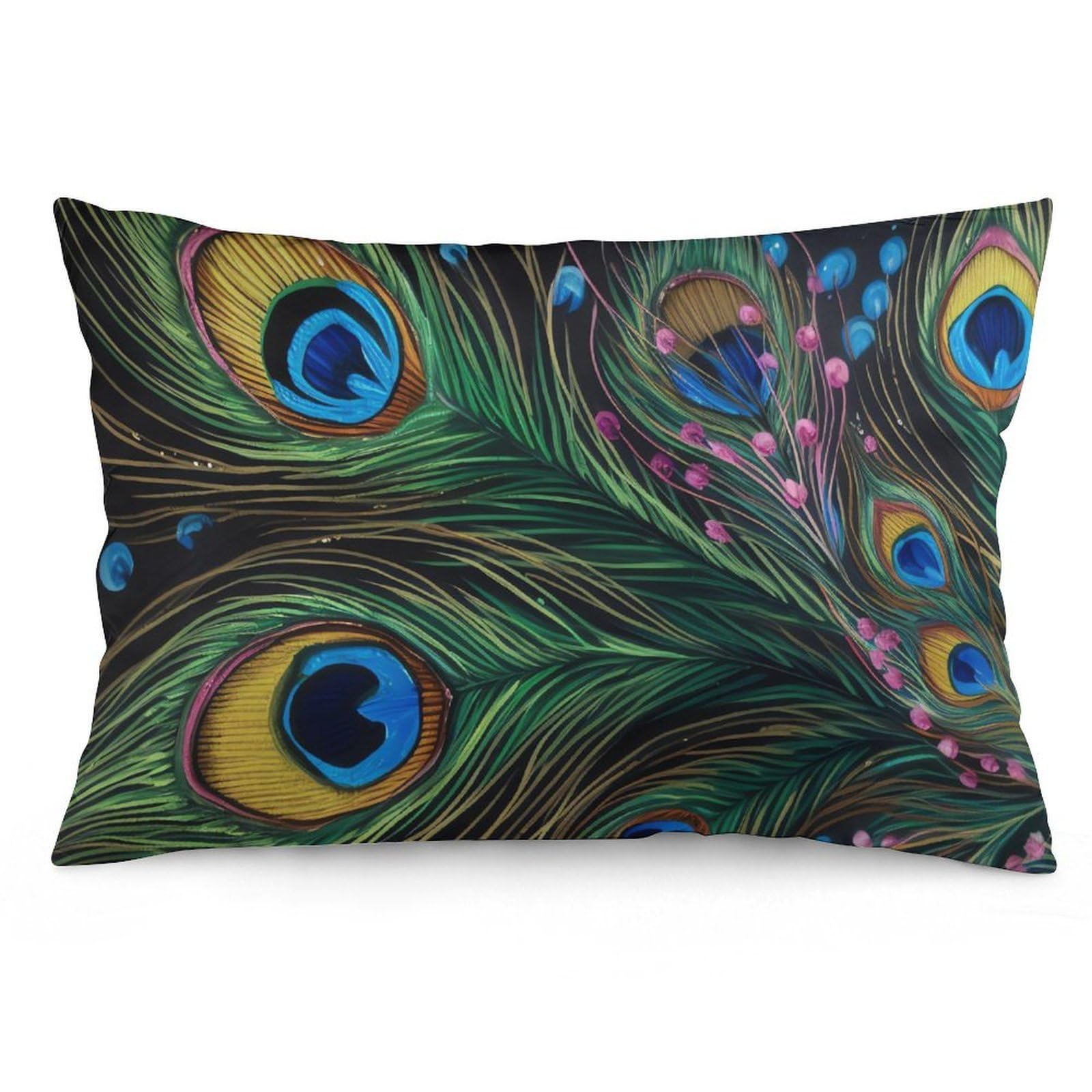 NTVOWPZO 2 Pack Decoration Throw Pillow Covers 12 "x20 Pillowcases Covers Peacock Feather Pillowcases Modern Farmhouse Home Decor Sofa Cushions Covers for Couch Bed Living Room
