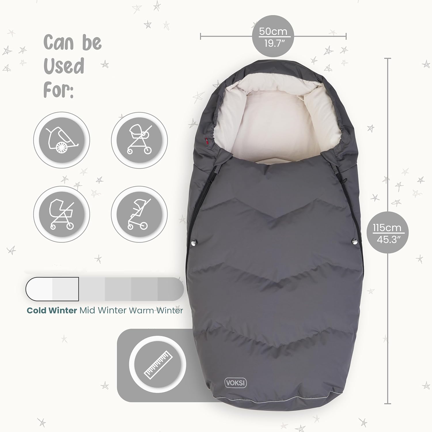 Footmuff for Stroller, Urban 2025, Natural Wool & Down, Superbly Padded & High Insulation, Extendable, Norway Product
