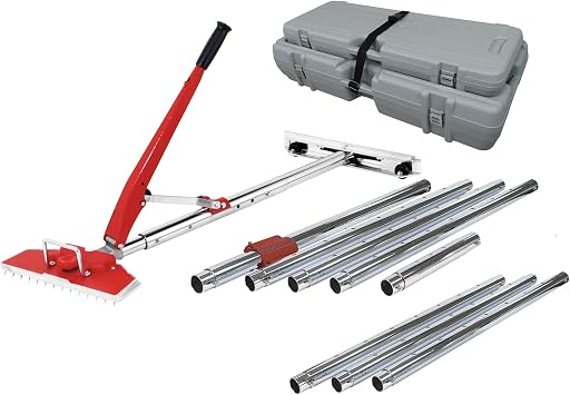 ROBERTS 10-254V Value Kit Power-Lok Carpet Stretcher with 17 Locking Positions and 18-Inch Tail Block with Wheels,Red