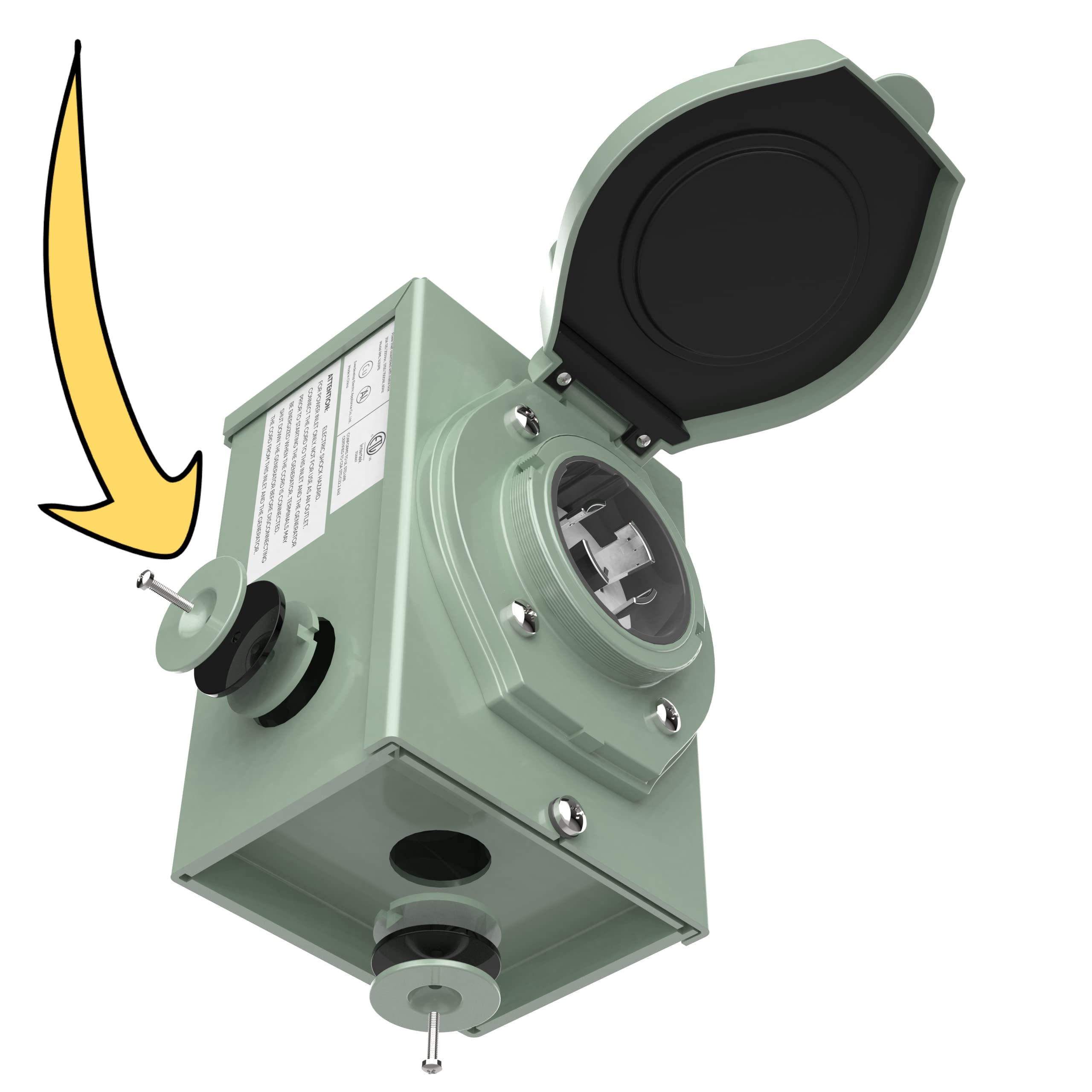 Photo 1 of PRUSTE Generator Inlet Box FEATURING: Easy-to-Use Knockouts! (PATENT PENDING), 30 Amp Generator Inlet Box, NEMA L14-30P plug, 220v outlet, 125/250v generator box, ETL listed, Weatherproof, Outdoor Use
