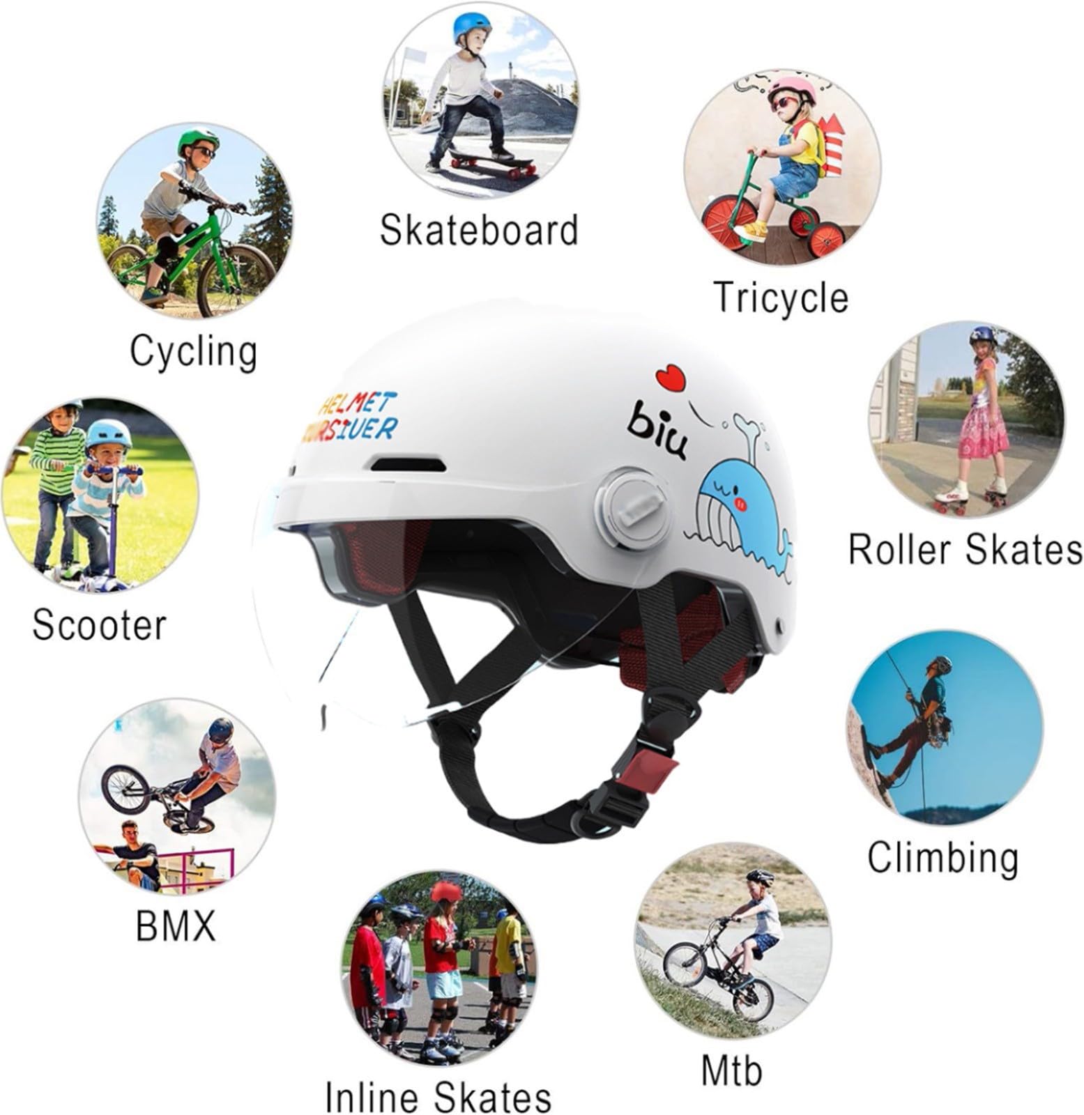 Casco Da Motocross Per Bambini, Casco Da Moto Per Bambini, Ragazzi E Ragazze, Bicicletta, Scooter, Sport All'aria Aperta, Visiera Parasole, Regalo, Per Bambini Dai 3 Ai 10 Anni B,48-56cm