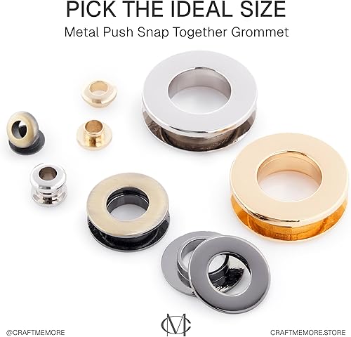 Miniatura 5 de CRAFTMEMORE Anillos de metal a presión con ojales de superficie plana, anillos tóricos para bolso, fácil instalación, paquete de 4 (0.433 in (716