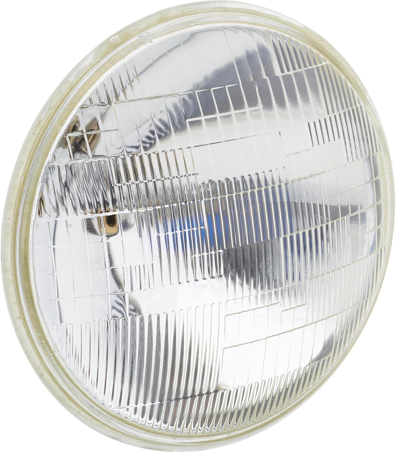 Speedway Motors 12 Volt 7 Inch Round Hi/Low Halogen Headlight Replacement Bulb with Real Glass Lens, Sealed Beam 6014 Style, Universal Fit for Classic and Custom Vehicles