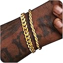 PEALICIOUS Bracelets for Men Jewelry as 2 PCS Silver/Gold Bracelet for Men Chain, 7-10In Stainless Steel Bracelets for Men Easter Basket Stuffers for Boys Pulseras Para Hombres Mens Accessories