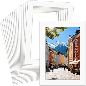VOKOY 30 Pack 5x7 White Picture Mats for 4x6 Pictures, Frame Mattes Display Photo Paper Frame Mat with Core Bevel Cut for Photos Paintings Prints Posters Artworks