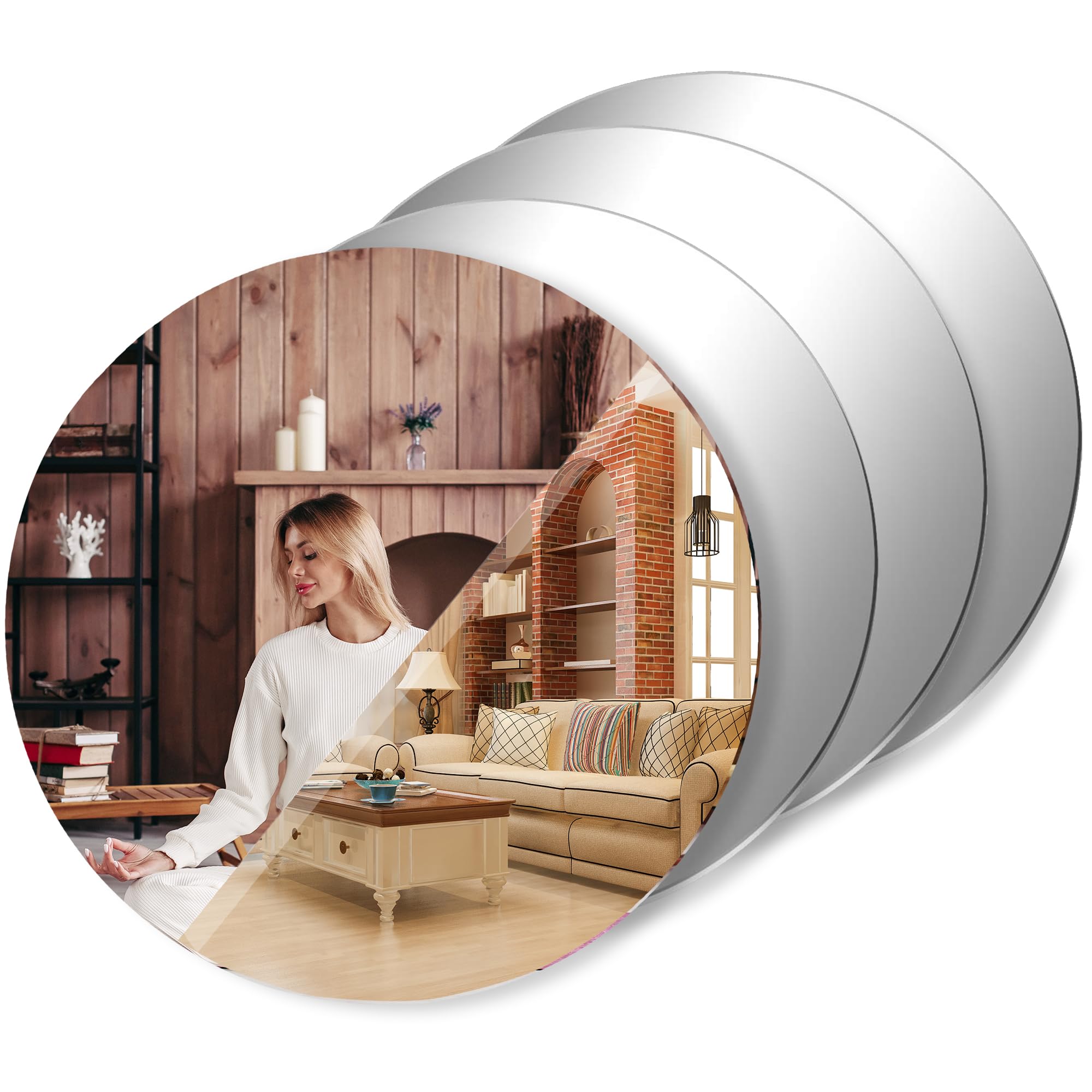 Goelite Silver Acrylic for Painting & Art and Craft Purpose | This is NOT A Real Mirror | 6 Inch X 6 Inch Pack of 4 | Round Circle Mirror for Lippan Art, and Many More-image-17