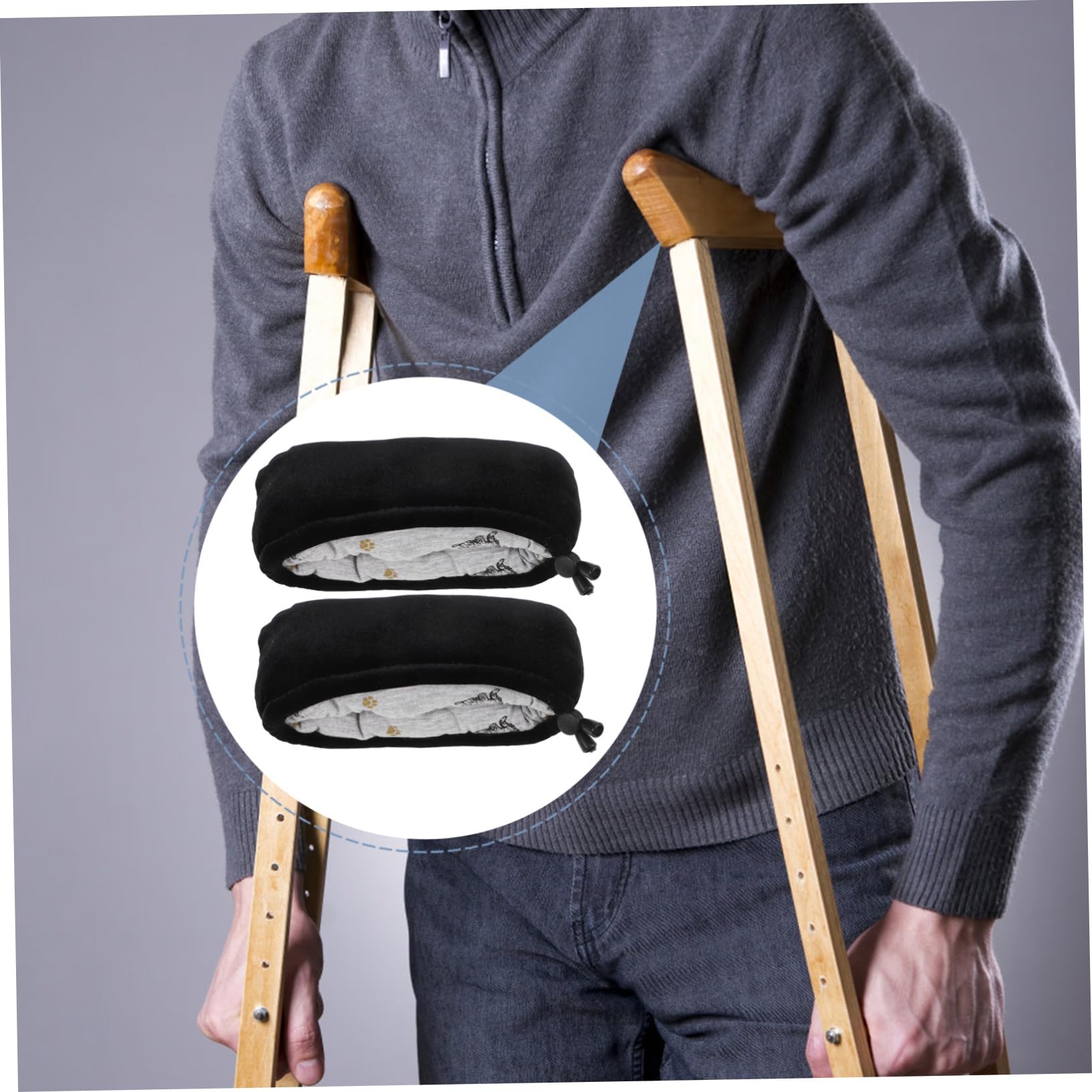 SHERCHPRY 2 Pares Juego De Palillos De Muletas Almohadilla Portátil Muleta Espuma Almohadillas Fosa Cojines Para Muletas Universal Ligero Reutilizable Apoyo Sudor Negro Terciopelo