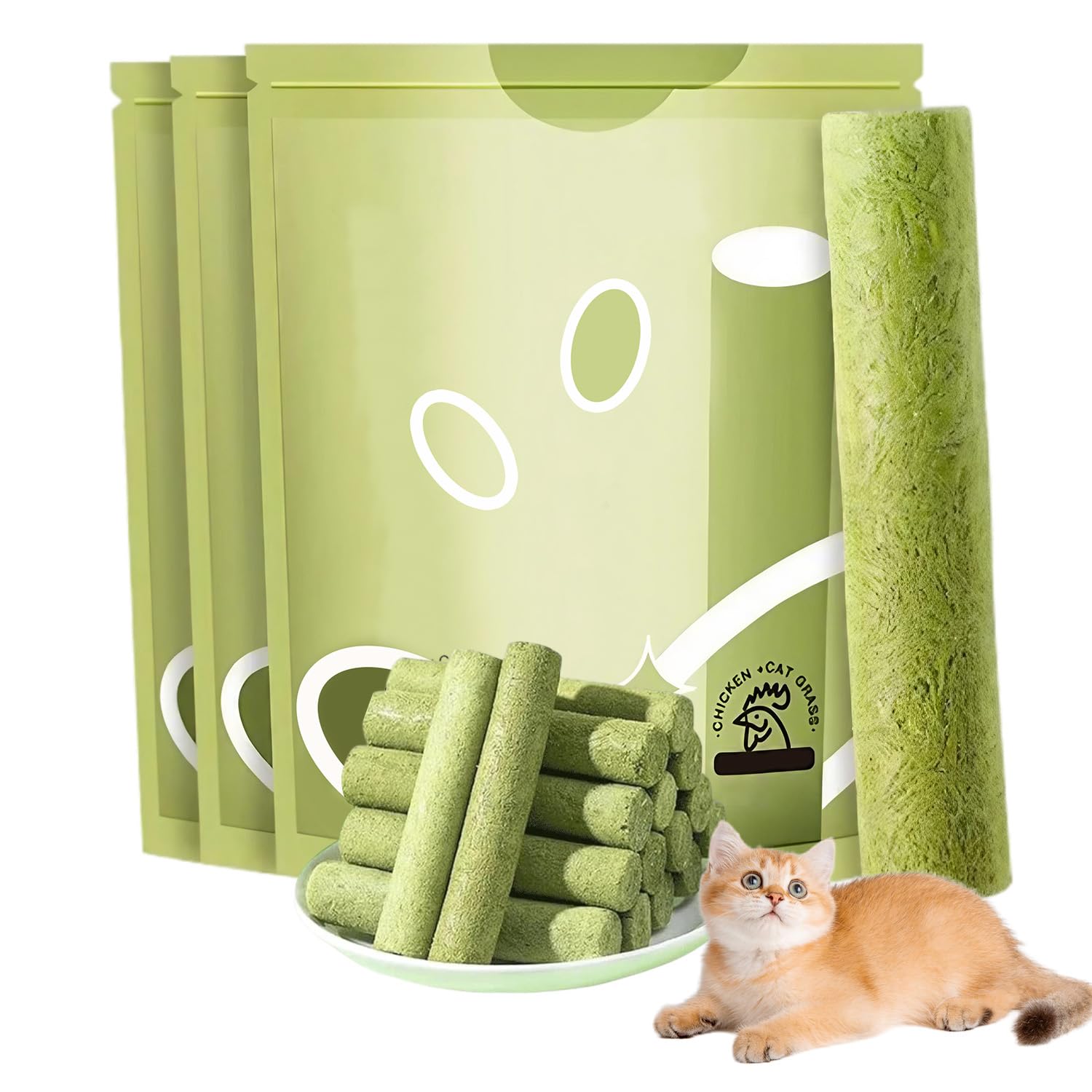 12Pcs Cat Grass Sticks, Cat Grass Teething Stick, Cat Toys, Cat Sticks, Cat Chew Sticks, Cat Grass Chew Stick, Cat Teeth Cleaning, Catnip Toys Sticks for Hairball Removal, Grass Cat Toy
