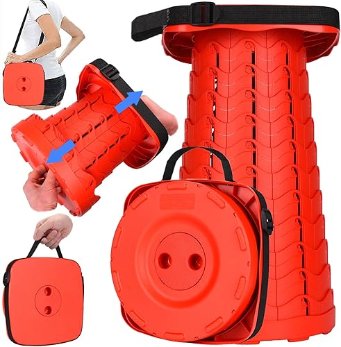 Miniatura 12 de Fishboy Taburete plegable mejorado, capacidad máxima de peso de 400 libras, ligero pero resistente, taburete plegable retráctil telescópico plegable