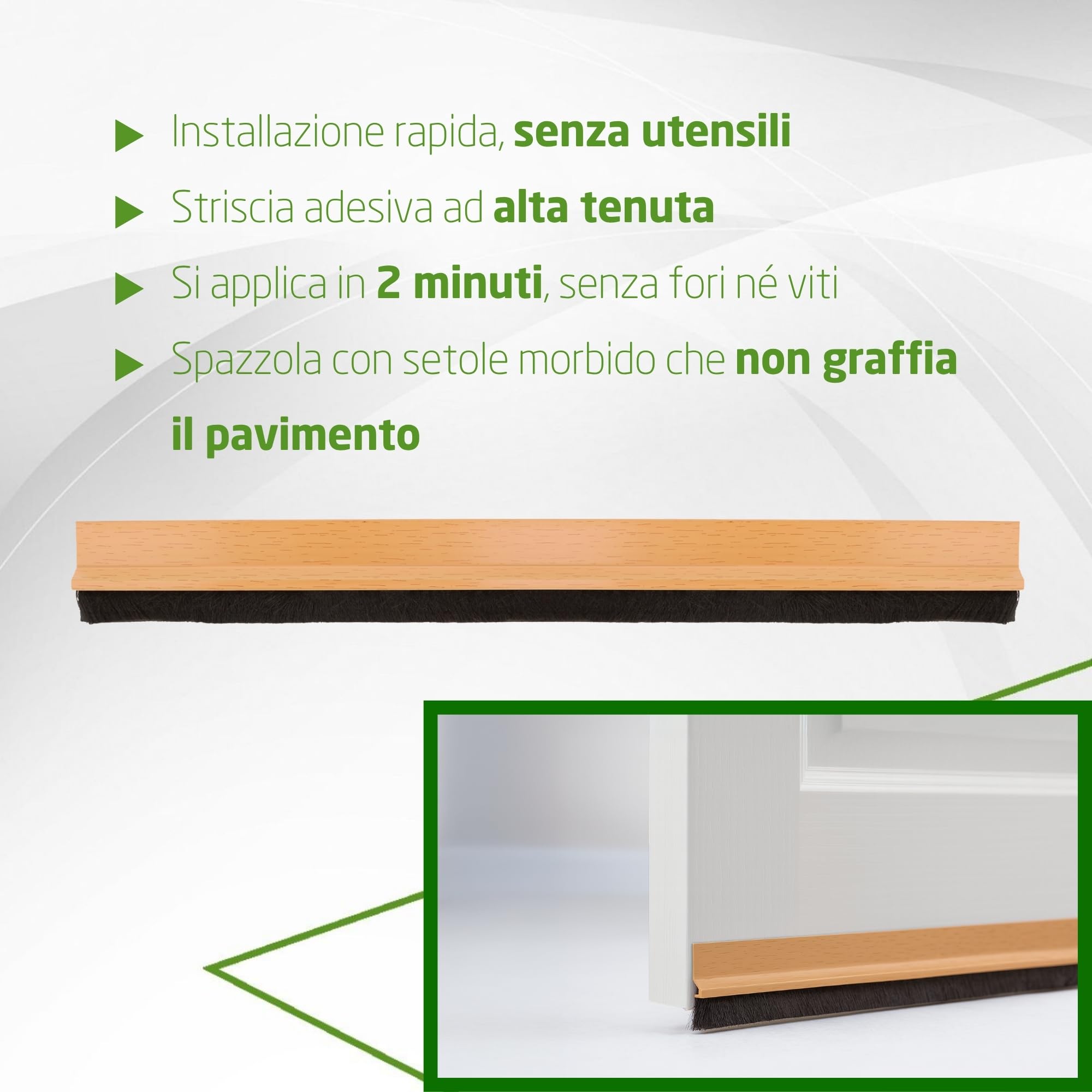 Amig - Paraspifferi adesivo modello 7 | Isolante in PVC per porte | Protezione contro aria, insetti e acqua | Installazione facile | Quercia, 1 m, Imitazione legno
