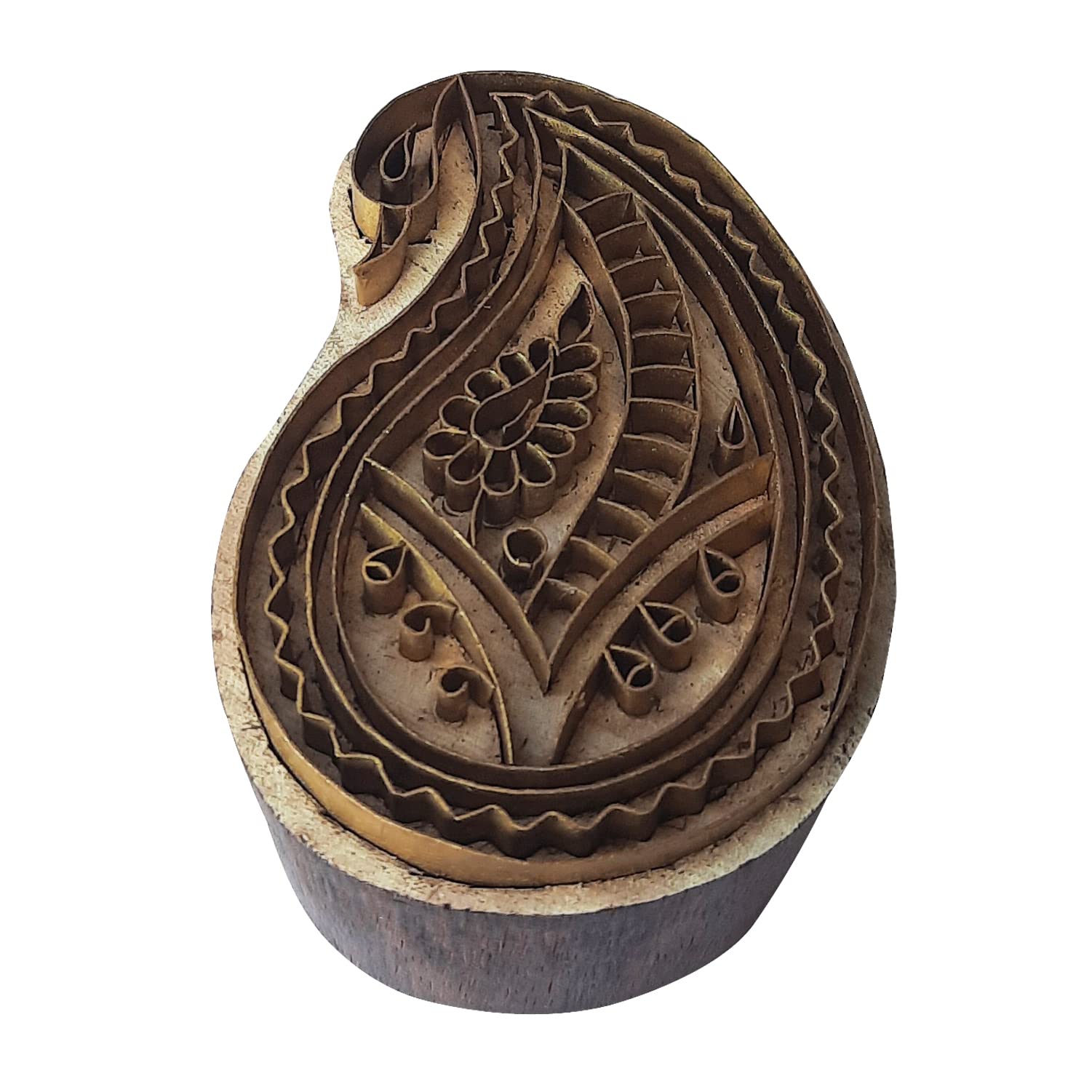 Royal Kraft Brass Wooden Stamps for Block Printing on Clay, Pottery, Fabric BHEtag002