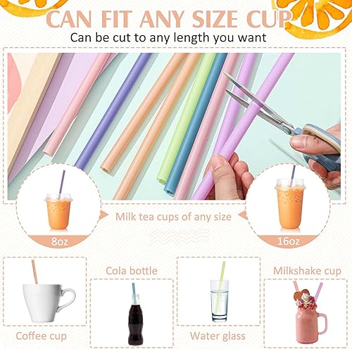 Miniatura 10 de Tessco 600 pajitas Boba para batidos, desechables a granel, pajitas de té de burbujas, de plástico envueltas individualmente, pajitas grandes para