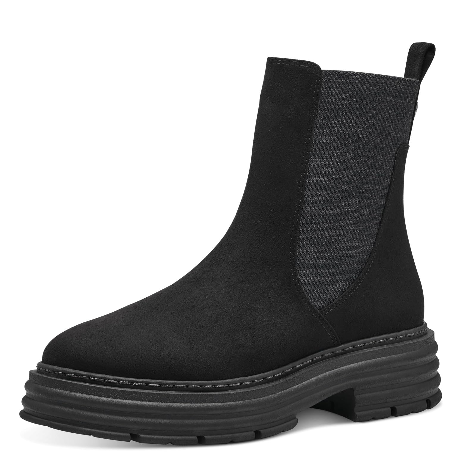 MARCO TOZZI Damen Chelsea Boots aus Leder Blockabsatz
