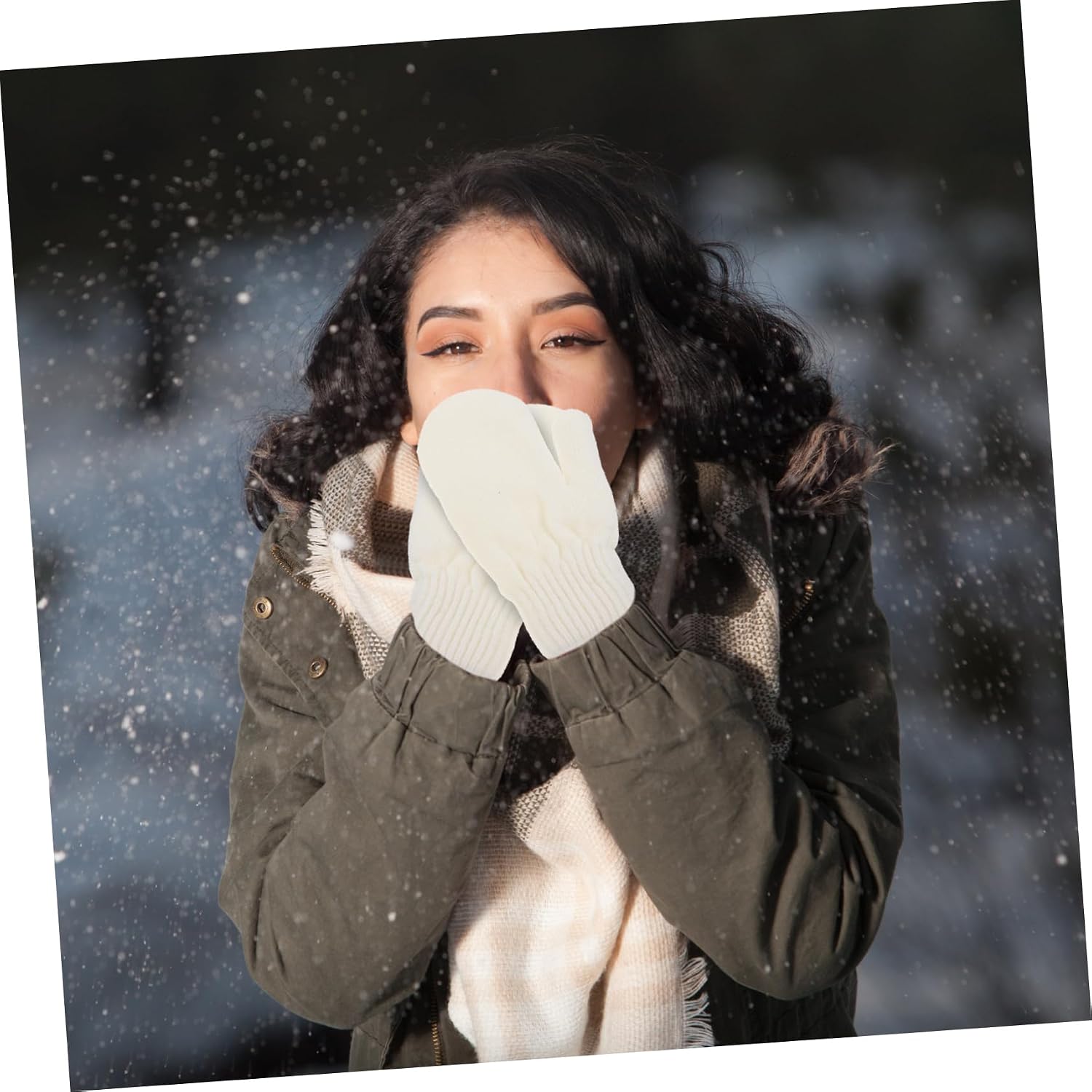 YARNOW 3pairs Adult Mittens Thick Knit Gloves for Cold Weather Portable Outdoor Hand Warmers for Men and Women Grey