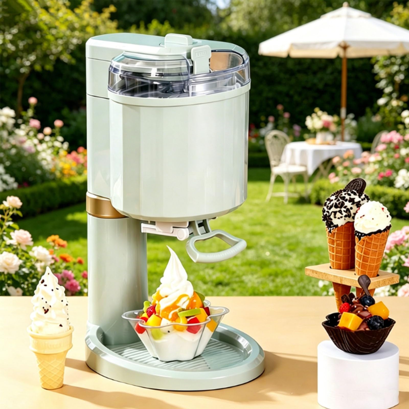 Heladera De 1 Litro, Mini Máquina Automática De Helado Suave, Con Ventana Transparente Visible, Preparador Casero De Conos Para Cocinas Domésticas, Apartamentos