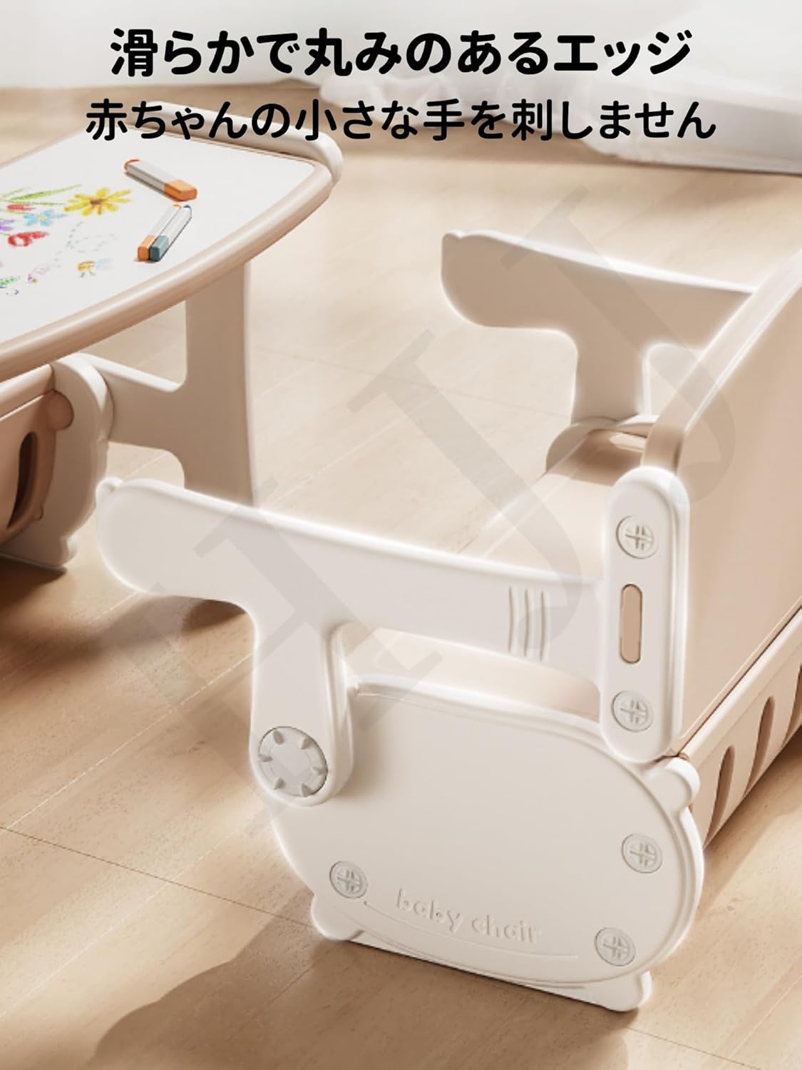 HJJ 子供用デスクセット 一体式デスク&amp;チェア 3in1テーブルと椅子 収納スペース付き 子供用お絵かきボード HDPE素