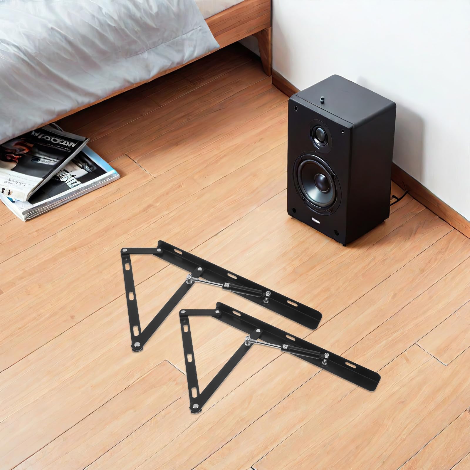 NUOBESTY Mecanismo Hidráulico de Elevación de Cama Doble Varilla de Soporte en Aleación Negra para Optimización de Espacio y Soporte Resistente en Dormitorio y Sofá
