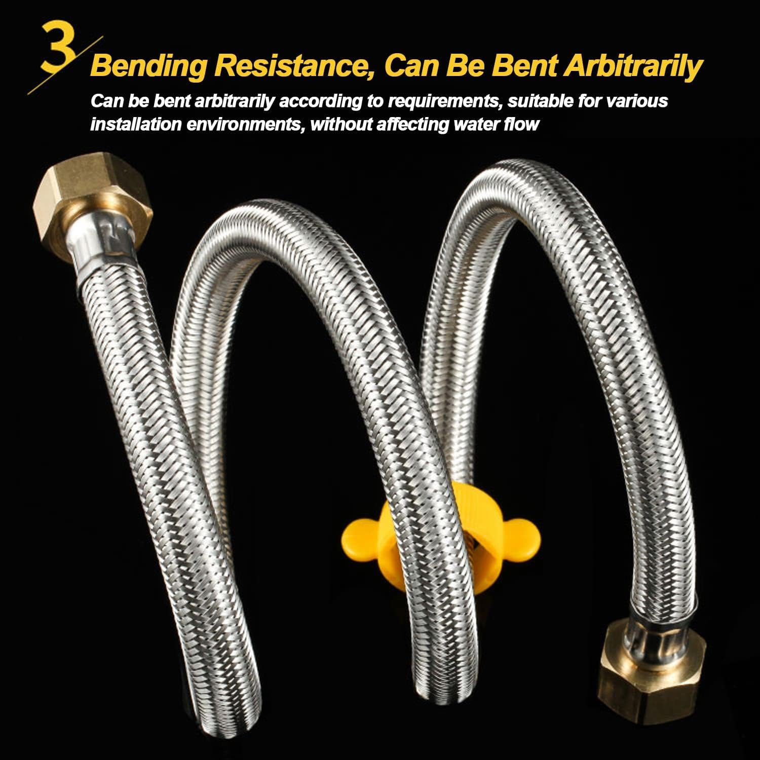 Manguera Trenzada de Acero Inoxidable 304, Flexible, for grifos de baño, Cocina y Otros usos.(120cm)